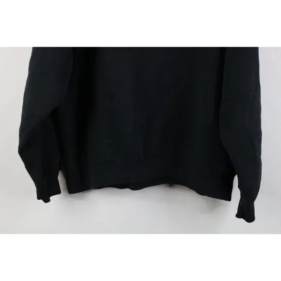 Vintage 90s Streetwear Mens XL Distressed Blank Crewneck Sweatshirt Black USA - Picture 12 of 12